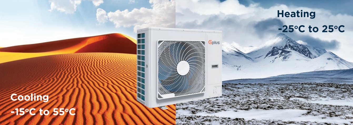 مینی چیلر 5 تن تک فاز فول اینورتر سرد وگرم جی پلاس مدل GMC-VN180HLD