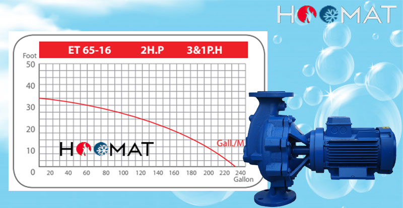 نمودار پمپ خطی 2 اینچ ETA 65-16 بلند کاست