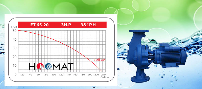نمودار پمپ 1/2 2 اینچ ETA 65-20 بلند کاست